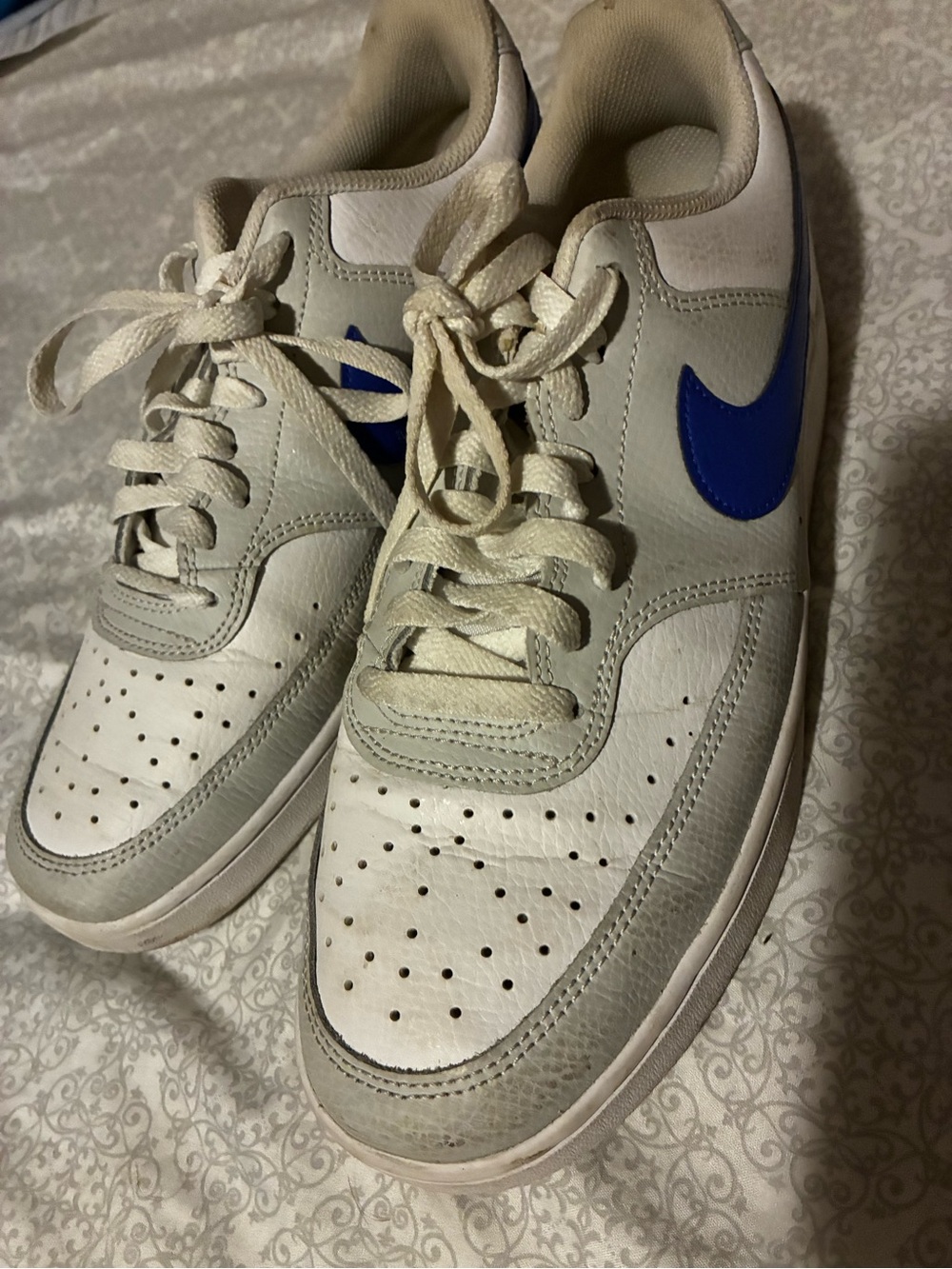 Nike White, Light Gray & Blue Low-Top Sneakers
